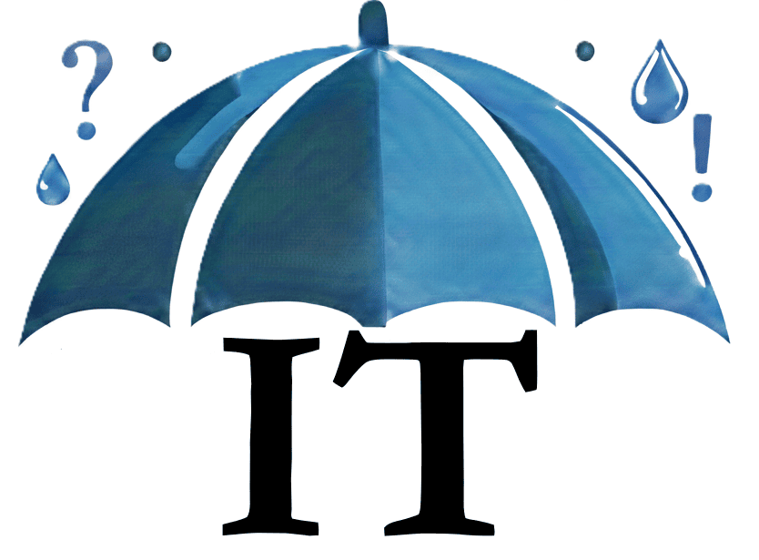 Umbrella over letters I.T. 