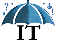 Umbrella over letters I T - we got IT covered