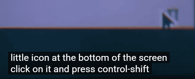 Screen shot from the move instructing to click with control-shift